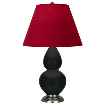 Small Double Gourd One Light Accent Lamp in Obsidian Glazed Ceramic w/Antique Silver (165|OS12R)
